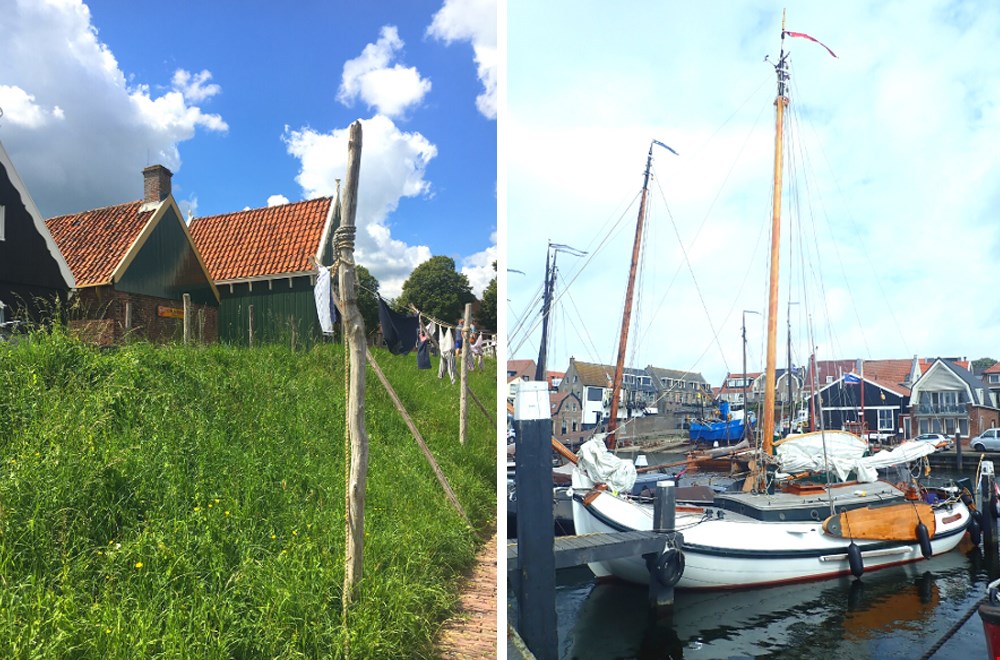links: het Zuiderzeemuseum ligt pal naast de haven. rechts: haven van Urk links: het Zuiderzeemuseum ligt pal naast de haven. rechts: haven van Urk